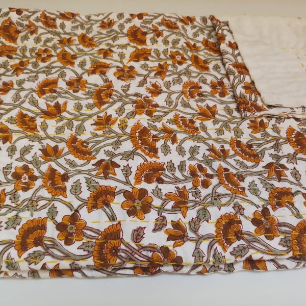 25% Off Brown Kantha Quilt +2 Standard Size Pillow Cover 20x26 Inches Free for All Size Quilt Twin Size Quilt, Queen Size & King Size