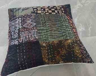 Kantha Cushion Handmade Kantha Cushion coverr / cushion cover / 16x16 inches cushion cover / floor pillow / Cushion Cover