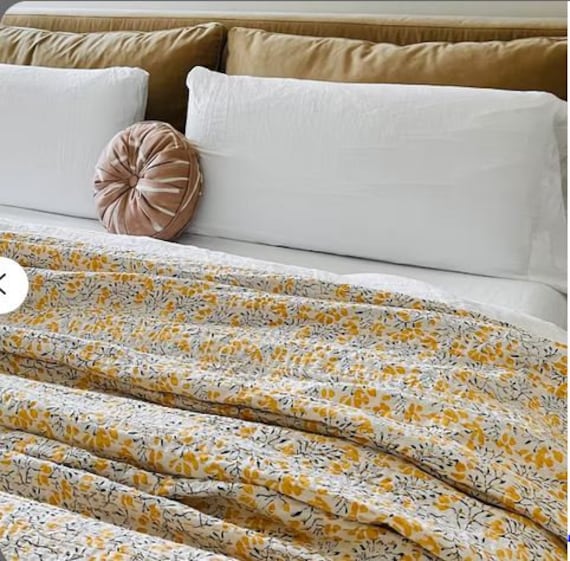 Kantha Quilt Yellow quilt kantha quilt twin kantha quilt queen handmade  kantha quilt vintage kantha quilt baby kantha kantha quilt hand