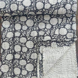 Kantha Quilt Brun Handblock Kantha Quilt bomull handgjord filt Kantha sängöverkast indiskt sängkläder överkast twin/singel storlek vintage Twin Pattern 5