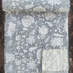 Kantha Quilt Brun Handblock Kantha Quilt bomull handgjord filt Kantha sängöverkast indiskt sängkläder överkast twin/singel storlek vintage Twin Pattern 9