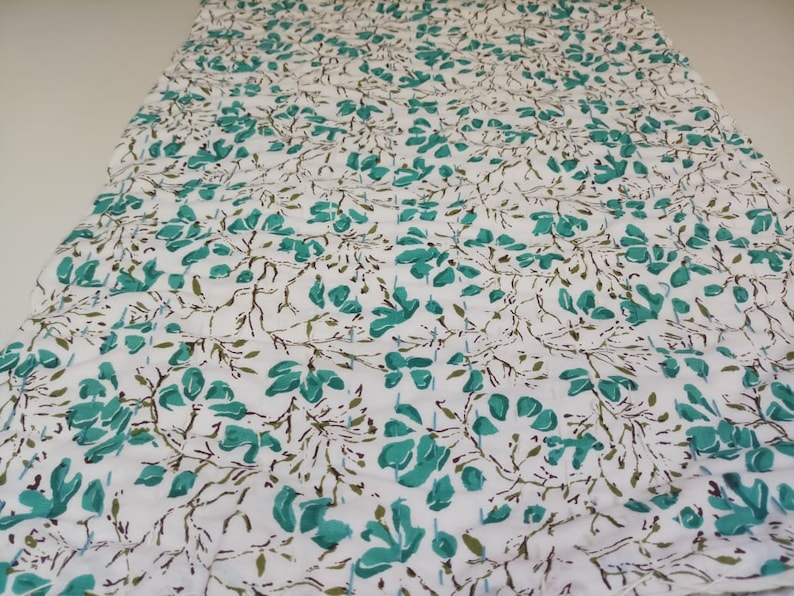 25 off Green Kantha Quilt 2 Standard Size Pillow Cover 20x26 Inches