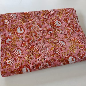 Edredón kantha rosa edredón kantha indio edredón kantha reina kantha tiro bloque de mano impresión kantha edredón kantha colcha Twin kantha edredón india