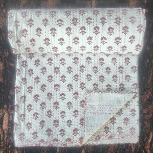 Kantha Quilt Brun Handblock Kantha Quilt bomull handgjord filt Kantha sängöverkast indiskt sängkläder överkast twin/singel storlek vintage Twin Pattern 3