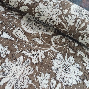 Trapunta Kantha color cioccolato scuro + 2 federe per cuscini di dimensioni standard 20x26 pollici gratuite per tutte le dimensioni trapunta trapunta per letti singoli, queen size e king size