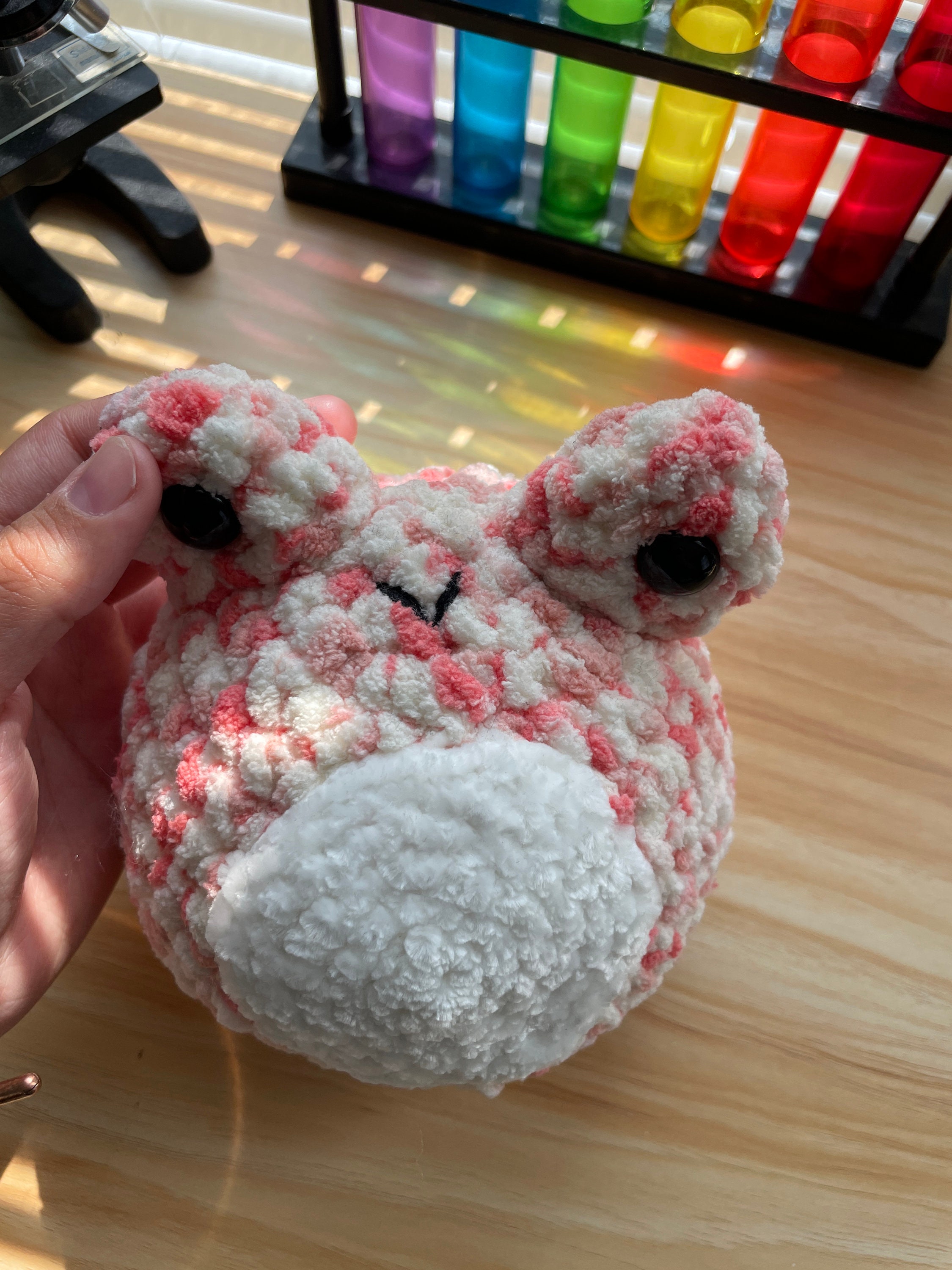 Strawberry Frog Crocheted Amigurumi Plushie - Thumbnail 4