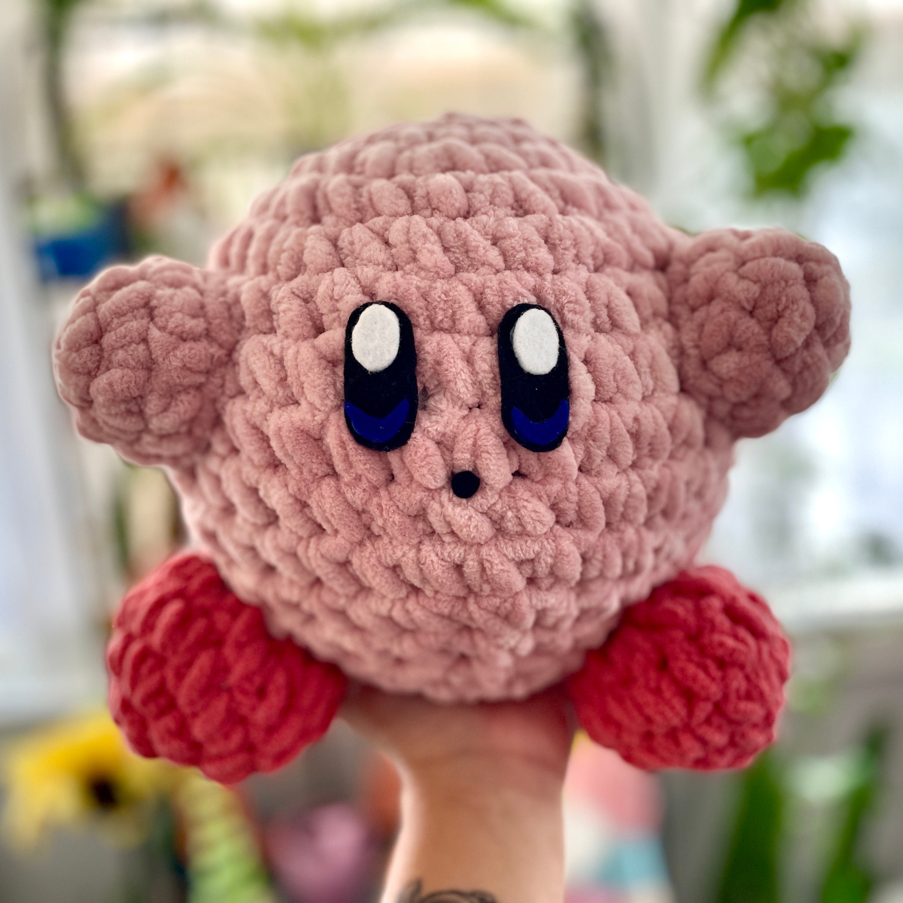 MADE TO ORDER* Crocheted Kirby Amigurumi Plushie - Thumbnail 2