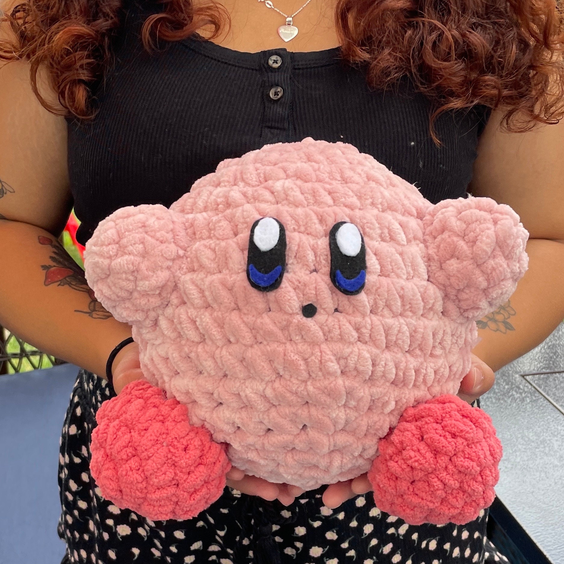 MADE TO ORDER* Crocheted Kirby Amigurumi Plushie - Thumbnail 3