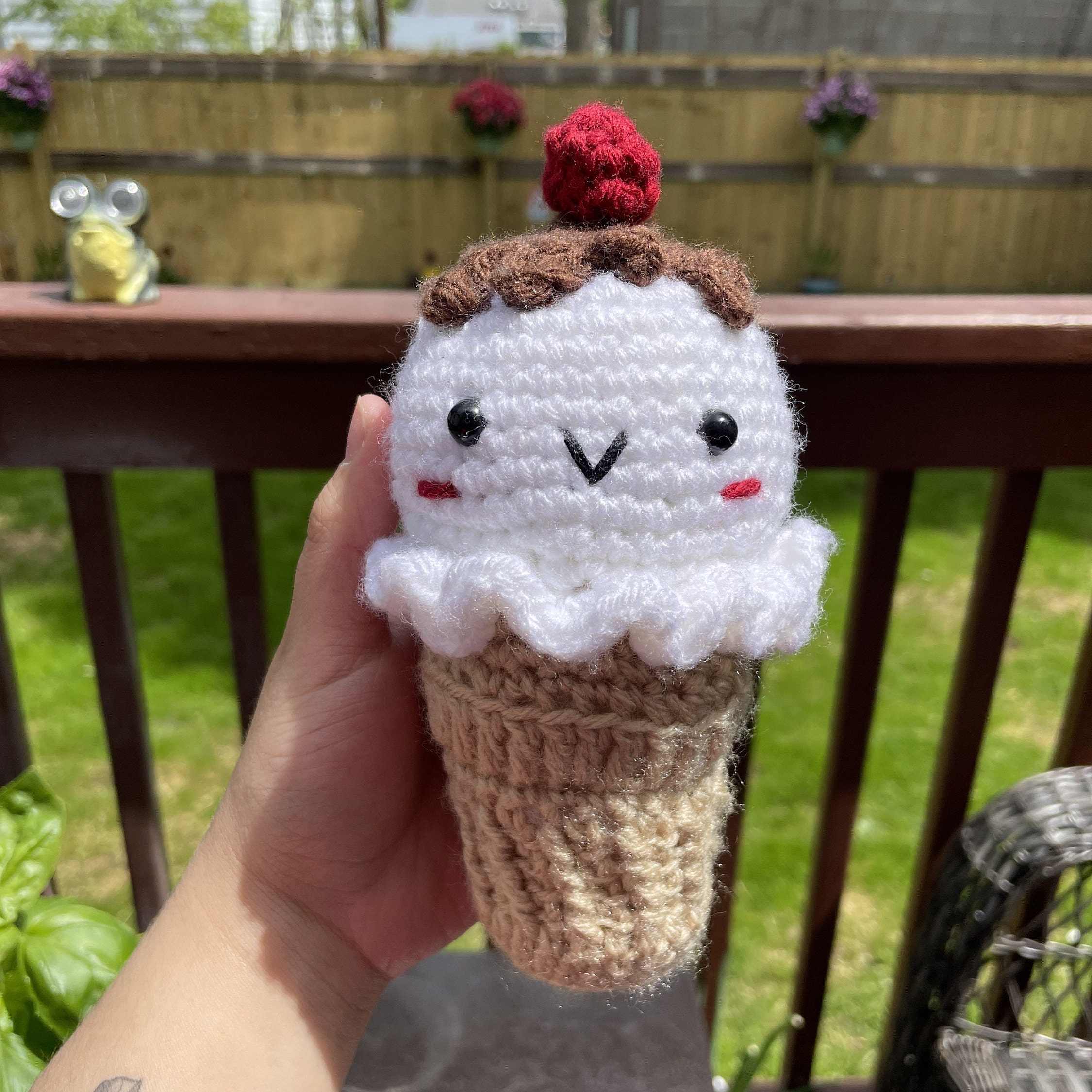 Vanilla Ice Cream Cone Crocheted Amigurumi Plushie - Thumbnail 2