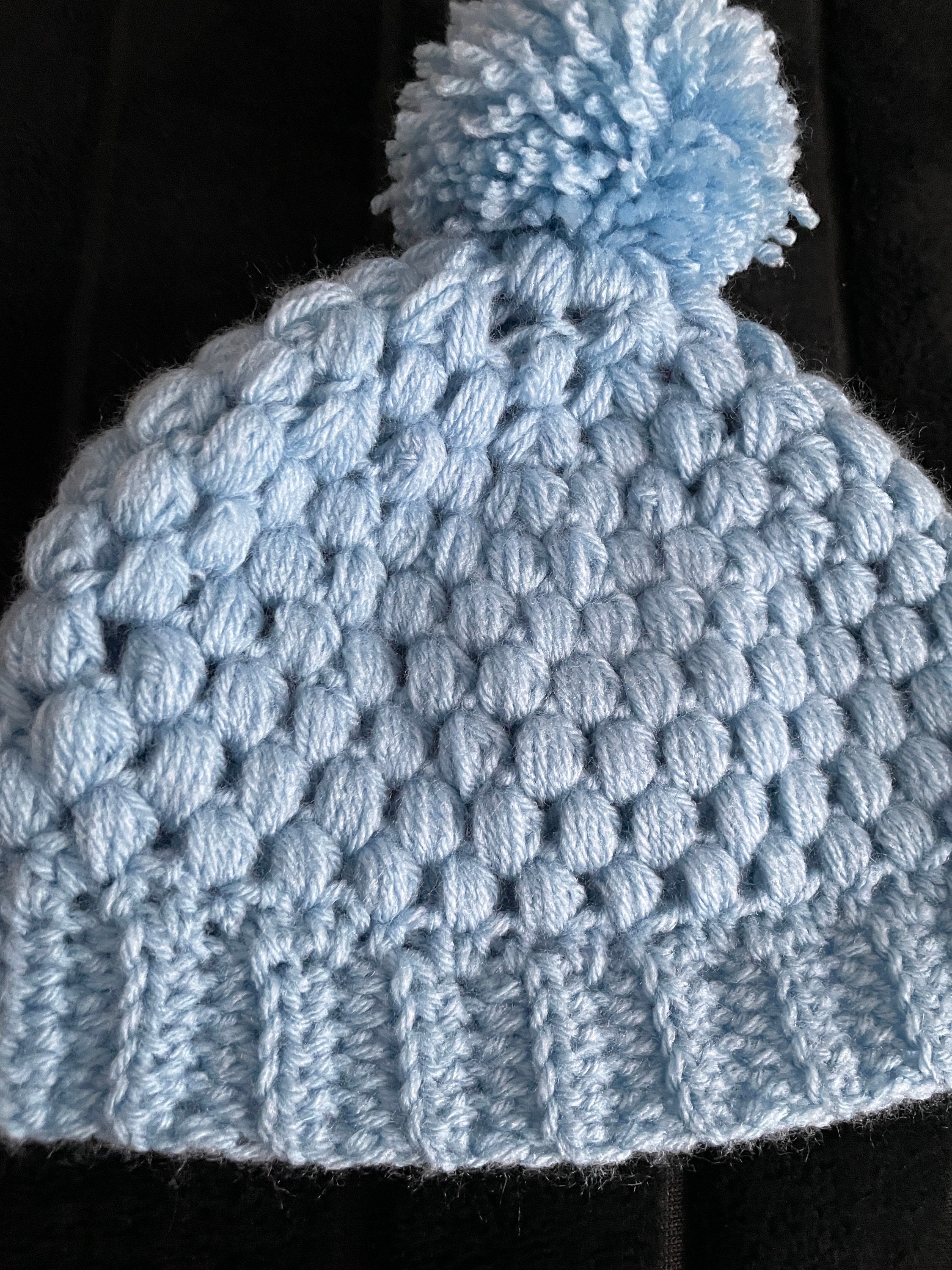Baby Blue Puff Stitch Winter Hat - Thumbnail 3