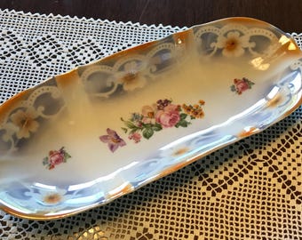 Antique Bavarian Oblong Serving Dish or Bread Plate