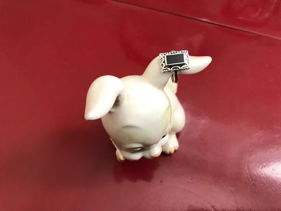 Black Onyx Rectangular Silver Ring size 8 1/4 - image 7