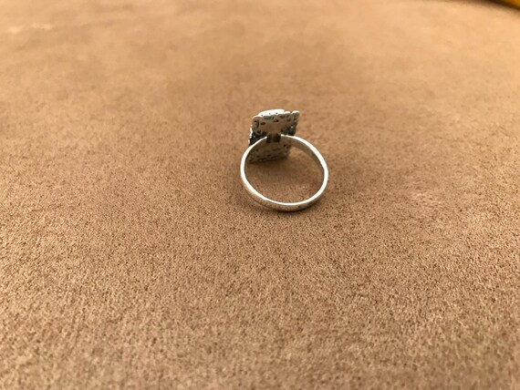 Black Onyx Rectangular Silver Ring size 8 1/4 - image 4
