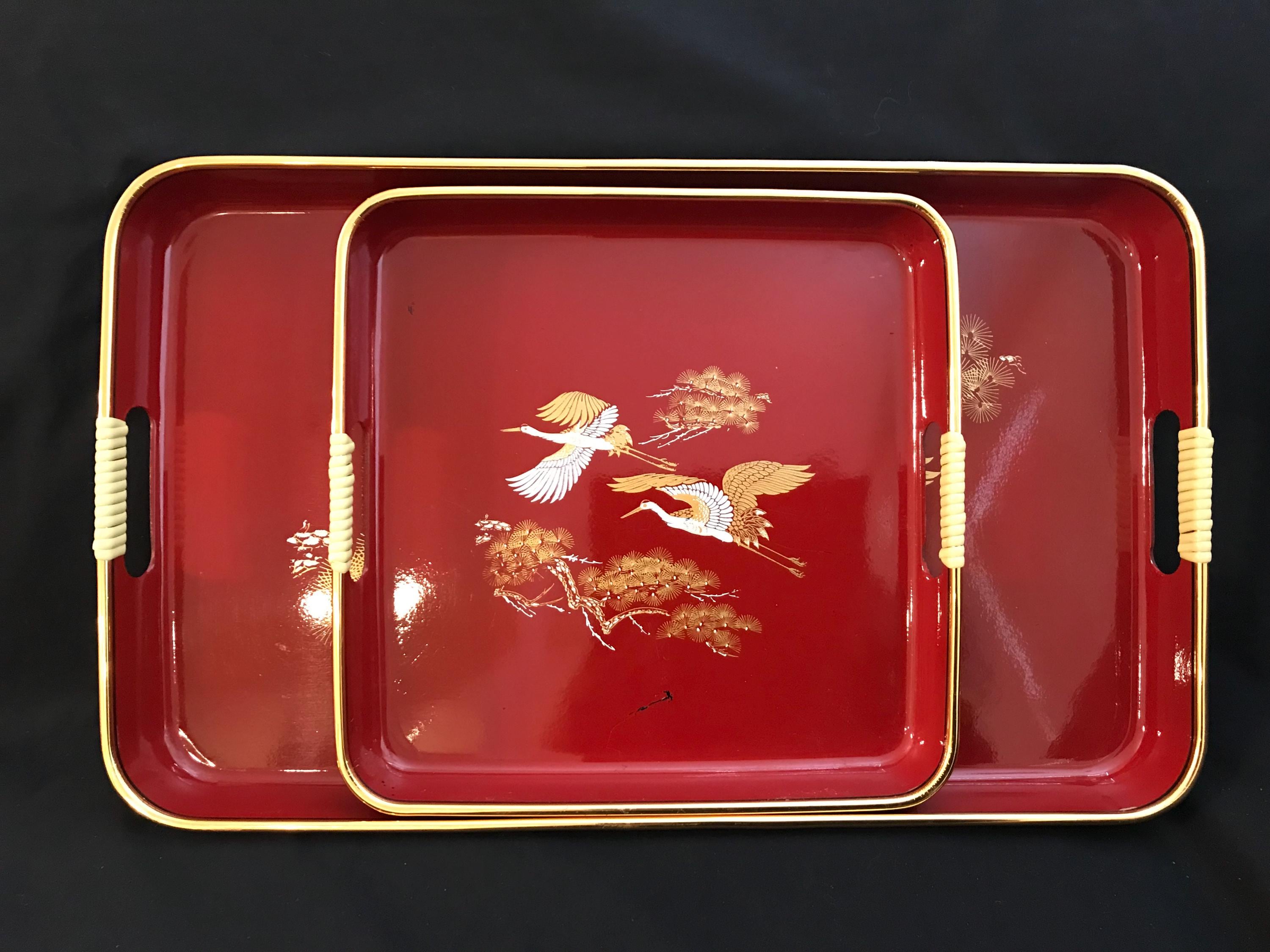 Japanese Red Lacquer Tray - Etsy