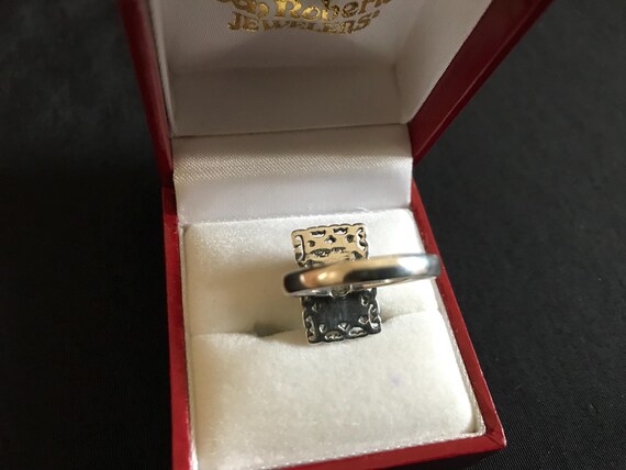 Black Onyx Rectangular Silver Ring size 8 1/4 - image 3