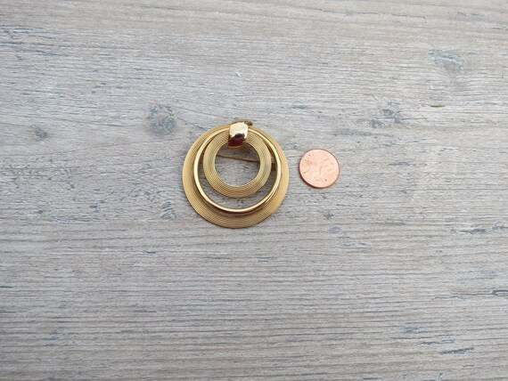 Vintage Gold Tone Multiple Circle Pin Brooch 1980… - image 5