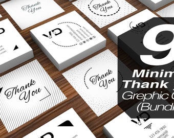 Nove schede quadrate di ringraziamento minime, BUNDLE, Download istantaneo