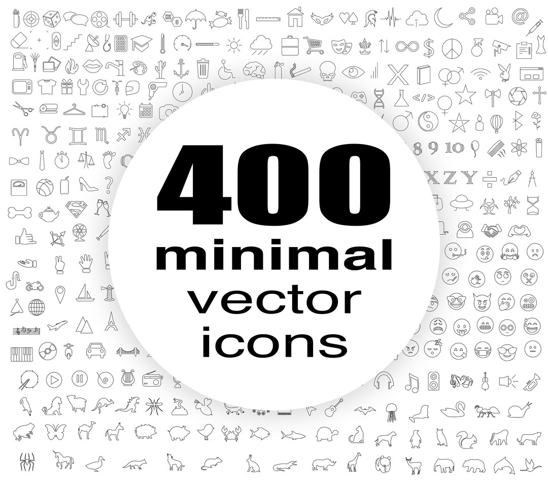 400 Minimalistic Modern Vector Icons INSTANT DOWNLOAD Png, Pdf, Ai - Etsy
