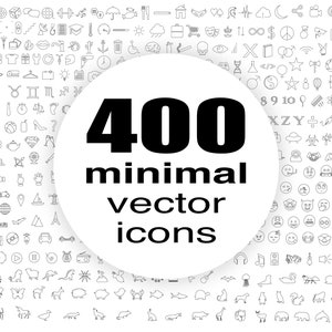 400 Minimalistic Modern Vector Icons INSTANT DOWNLOAD Png, Pdf, Ai