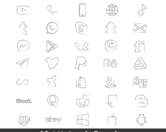 Pacchetto di icone social media popolari in stile input penna Vettori minimi