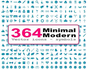 360 icônes et symboles minimalistes et modernes à dégradé - Téléchargement instantané (PNG, PDF, AI)