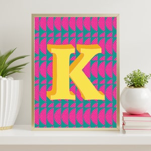 Impressão personalizado amarelo & verde da letra | Cartaz do alfabeto, iniciais coloridas, crianças, amigos, presentes para casa de família, arte de parede afrocêntrica