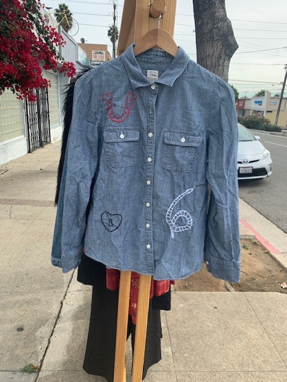 Vintage Embroidered Chambray Shirt