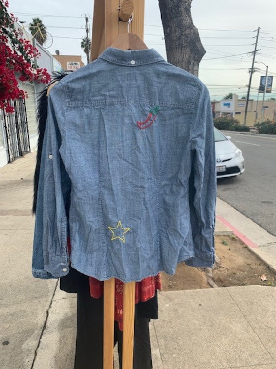 Chemise Chambray brodée vintage France