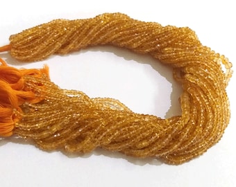AAA Citrine Beads, Finest Citrine Rondelle Faceted Beads, 3-4mm Citrine Gemstone Jewelry Making Beads, Citrine Beads 12.5" Strand