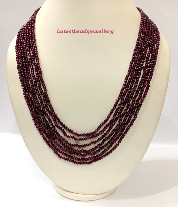 Garnet bead necklace strand best sale