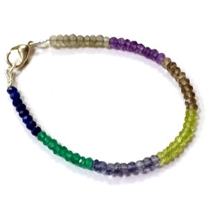 Natural 7 Chakra Bracelet, Multi Chakra Bracelet, 3-4mm Rondelle Faceted Chakra Beads Bracelet, 7 Chakra Jewelry Bracelet