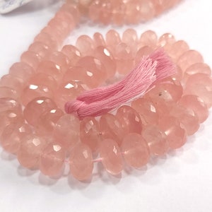 Rose Quartz Beads, Natural Rose Quartz  Rondelle Faceted Beads, Rose Quartz Gemstone Beads, Rose Quartz Jewelry Making 12&quot; Strand