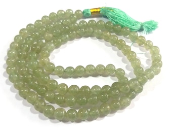 Green Aventurine Mala Beads Necklace / 108 Mala Bead / Tassel Necklace / Yoga Prayer Beads / Mantra Sadhana / Meditation Necklace