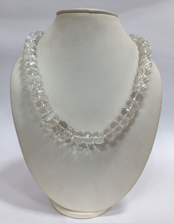 Crystal Quartz Beads Necklace, Clear Quartz 14-15mm Rondelle