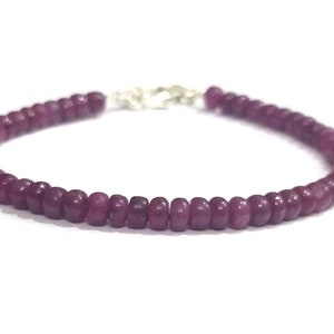 Bracelet Ruby Beads, Bracelet bijoux Rubis Naturel, Bijoux Rubis Rondelle Lisse 4-5mm, Bracelet Perlé Rubis fait à la main, Bracelet Perles