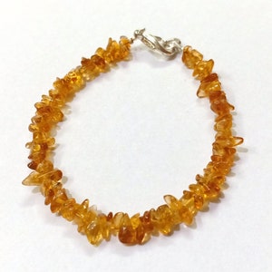 Citrine Nuggets Bracelet, Natural Citrine Smooth Uncut Tiny Bracelet, Citrine Chips Jewelry Bracelet