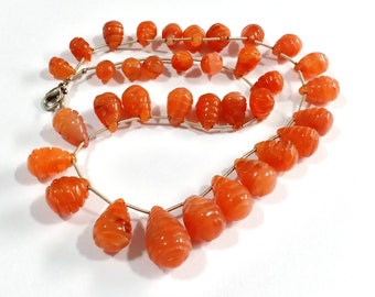 Collana Filo Singolo Corniola Collana Di Perle Di Corniola Arancione Naturale - 553,50 CTS, Filo Singolo, Perle Sfaccettate Perline Sfaccettate - Foto 7