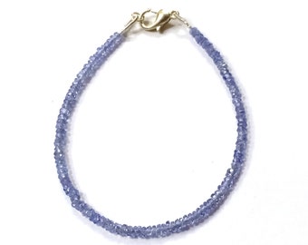 Tanzaniet Edelsteen Armband | Natuurlijke Tanzaniet Kralen Sieraden | 2.5mm Tanzaniet Rondelle Faceted Tiny Armband | Tanzaniet Sieraden Armband