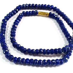Lapis Lazuli Necklace, Natural Lapis Beads 6-6.5 mm Rondelle Faceted Beads, Lapis Lazuli Beaded Jewelry 18 Inches Necklace