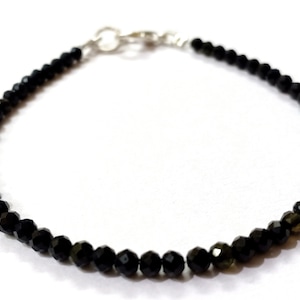 Black Spinel beads bracelet Israel Cut Black Spinel bracelet, 3-4mm beads Black Spinel jewelry beaded bracelet