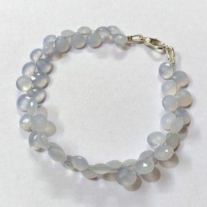 Chalcedony Beads Bracelet, Natural Chalcedony Faceted Heart Shape Beads, Finest Chalcedony Jewelry Bracelet 7&quot;