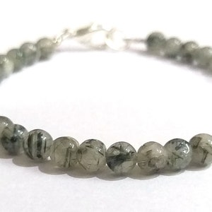 Rutilated Beads Bracelet, Black Rutilated Gemstone Bracelet, Natural Rutilated 5mm Smooth Rondelle beads, Rutilated  Jewelry Bracelet