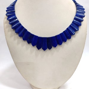 Natural Lapis Lazuli Bib Necklace, Choker Lapis Lazuli Gemstone, Necklace Superb Fancy Shape Lapis, Handmade Lapis Lazuli Choker Necklace