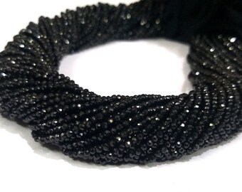 5-10 Strand Black Spinel Beads, Natural Black Spinel Faceted Tiny Rondelles, 2mm Rondelle Faceted Loose Beads, Jewelry Making Beads 12.5"