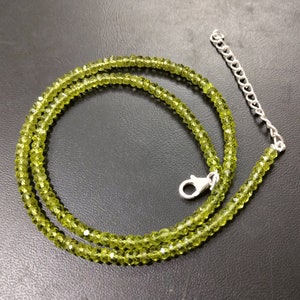 Peridot Perlen Halskette, Natürliche Peridot Halskette, 3-4 mm Rondelle Facettierte Peridot Perlen, Peridot Schmuck Halskette