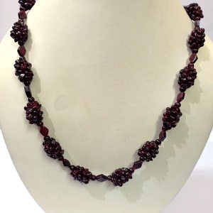 Garnet Rope Vintage Necklace / Almandine Garnet Jewelry Necklace / Garnet Rope Pearl Jewelry Necklace / Stunning 25&quot; Garnet Fancy Necklace