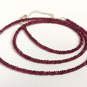 Natural Garnet Beads Necklace, 3-4 mm Rondelle Faceted Garnet  Beads, Garnet Necklace With Adjustable Chain, Garnet Jewelry Necklace