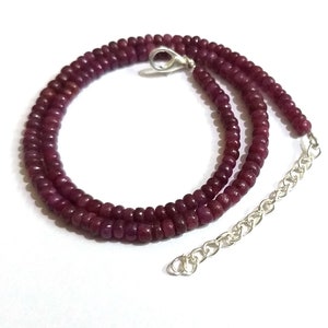 Ruby Smooth Beads Necklace, Natural Ruby 4-5mm Jewelry Beads Necklace, Handmade Ruby Smooth Rondelle Beaded Jewelry Necklace