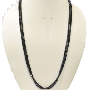 Natural Black Spinel Gemstone Necklace, 3-4mm Spinel Rondelle Faceted Beads, Handmade Black Spinel 2 Strand Jewelry Necklace