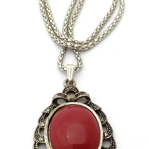 Red Coral Pendant / Oval Shape Red Coral Necklace / Handmade Red Coral / Coral Pendants Jewelry / Red Coral Jewelry